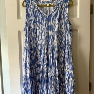 beachlunchlounge Blue and White Patterned Midi Dress